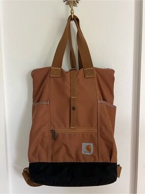 Carhartt Classic Tan/Brown Canvas Backpack Tote with Black Base